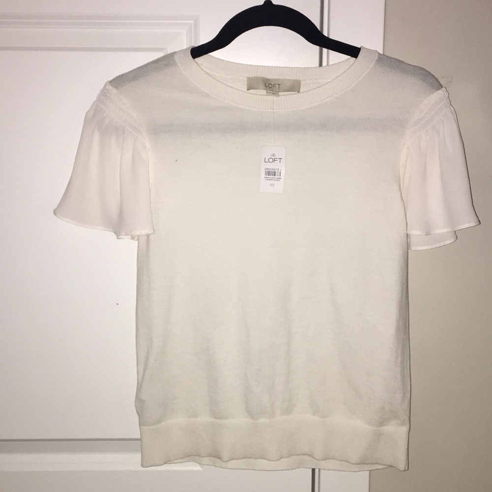 Never Worn Cream Short Sleeve with Ruffles Blouse